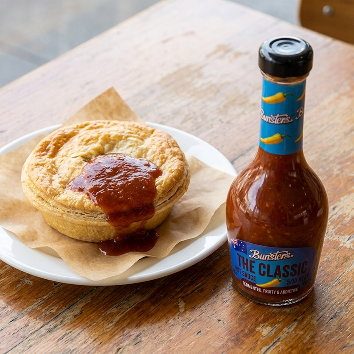 150ml bottle of The Classic Bunsters hot sauce at 5 out of 10 heat
